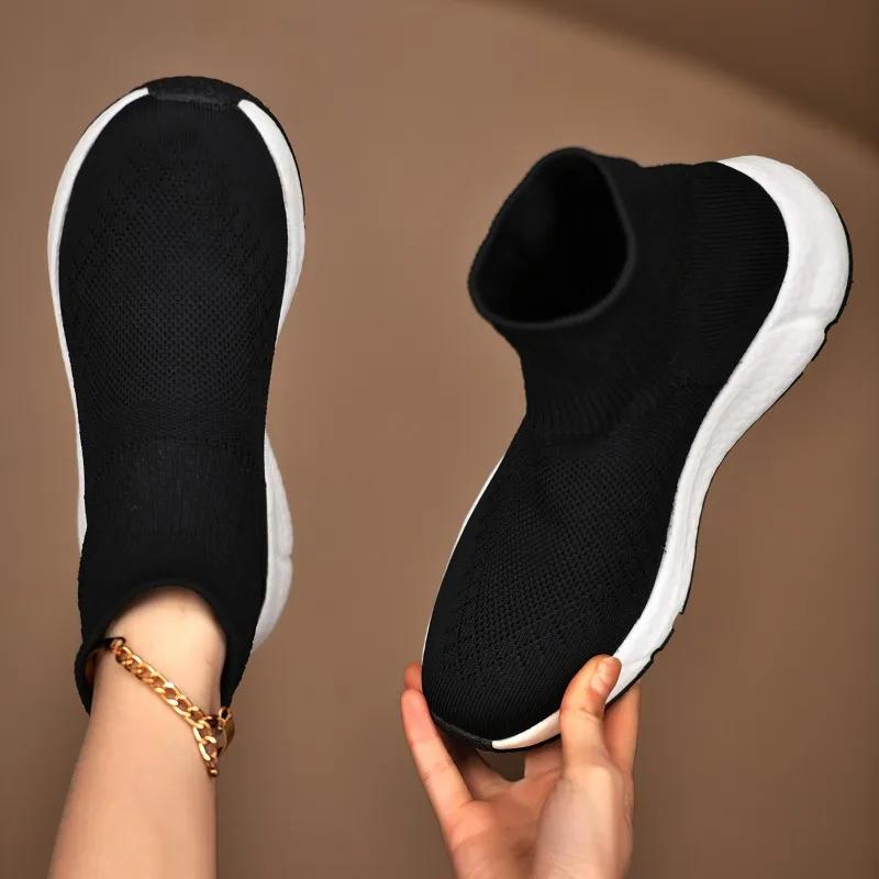 Módní dámské ležérní sportovní boty Jaro Nové Kulatá špička Pletené Prodyšné Nazouvací Měkká podrážka Protiskluzové Jednoduché boty
