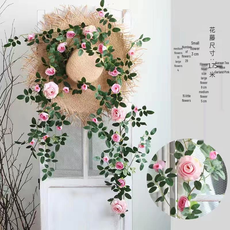 Artificial Rose Flower Vine for Balcony, Staircase, and Railings Decoration