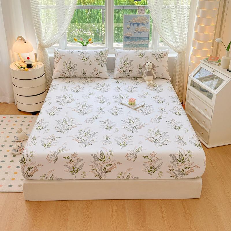 100% Cotton Fitted Sheet: Soft, Printed, Moisture-Wicking, Sweat-Absorbing, Anti-Static Mattress Protector