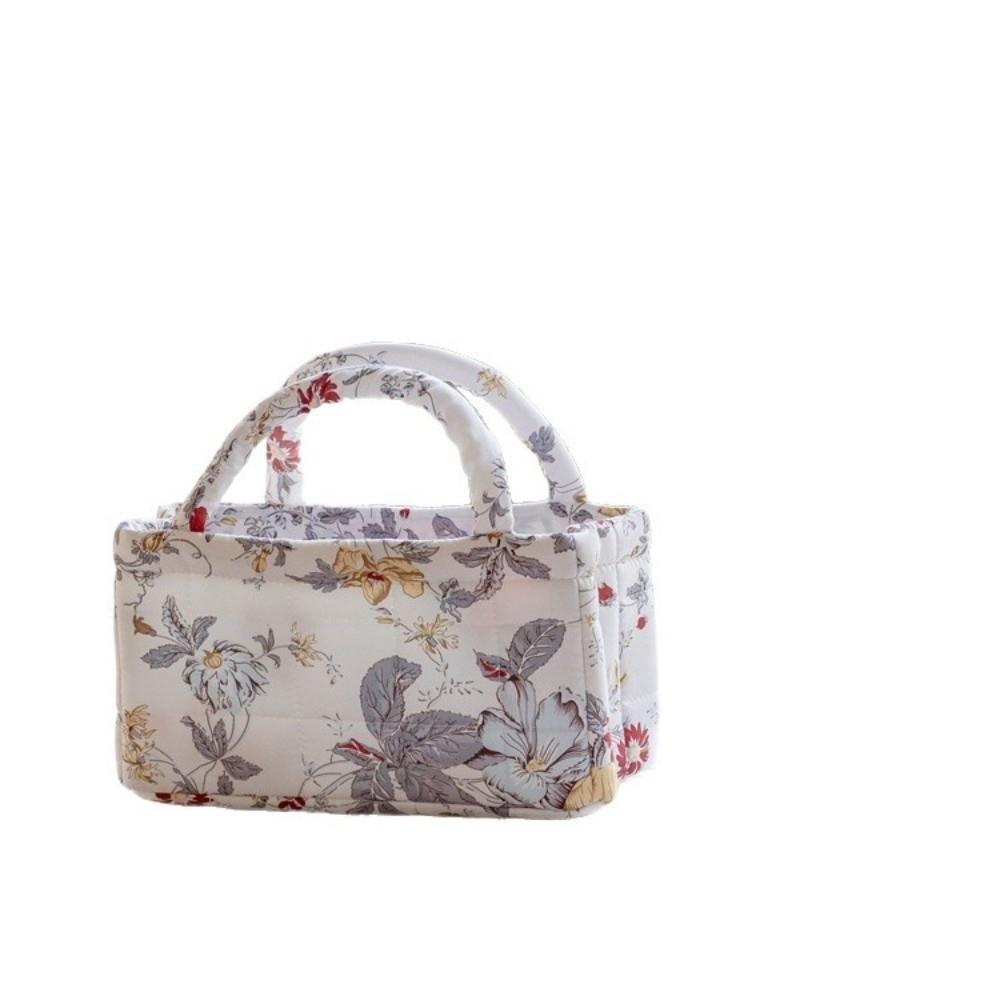 Floral Print Floral Quilted Baskets with Handles Lightweight Storage Basket Portable Desktop Storage Organize Household