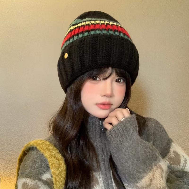 Cotton For Women Winter Fashion Warm Windproof Knit Cap With Earmuffs чёрный