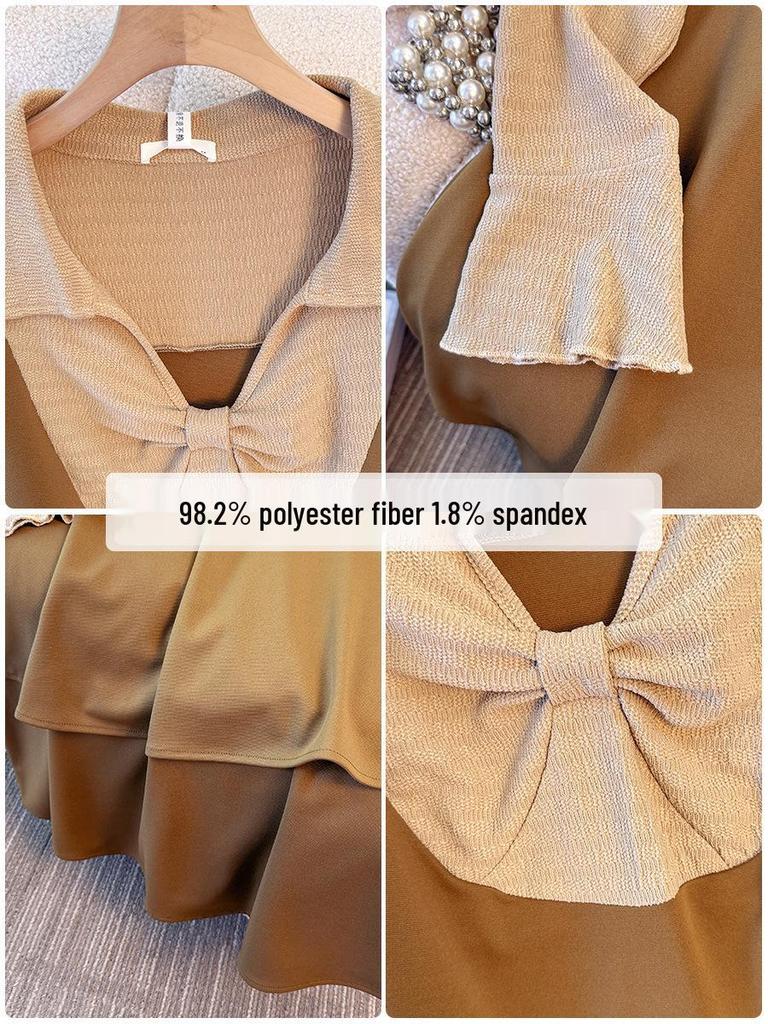 Plus Size Women's French Style Two-Piece Slimming Dress for Spring/Autumn