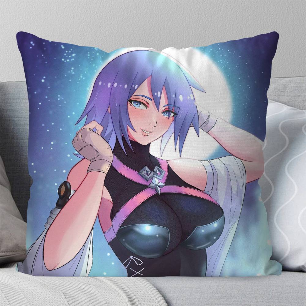 Kingdom Hearts Anime Aqua Pillow Case Fashion Square Pillowcase Bedroom Sofa Room Ins Decoration Leisure