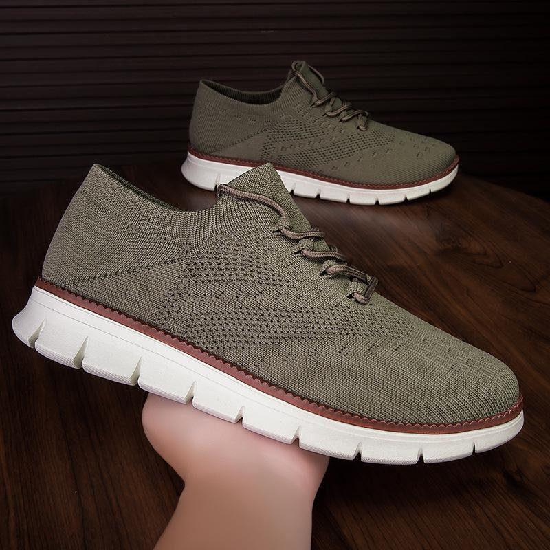 Men's Summer Breathable Mesh Brogue Flyknit Sock Shoes - Casual & Comfortable