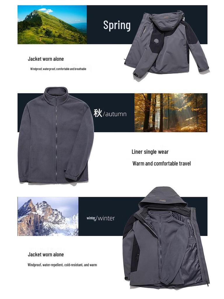 EASTERN CAMEL Unisex 3-in-1 Wasserabweisende Outdoor-Jacke