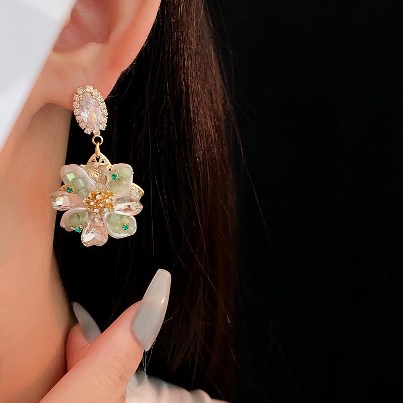 GemChic Women's New Exquisite Colorful Flowers Set Rhinestone Earrings Girl's Fashion Stud Earrings Birthday Christmas Jewelry Gift