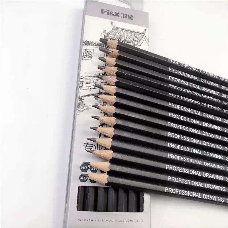 Hongxing 14-Piece Sketching Pencil Set, 6H-12B for Art Students