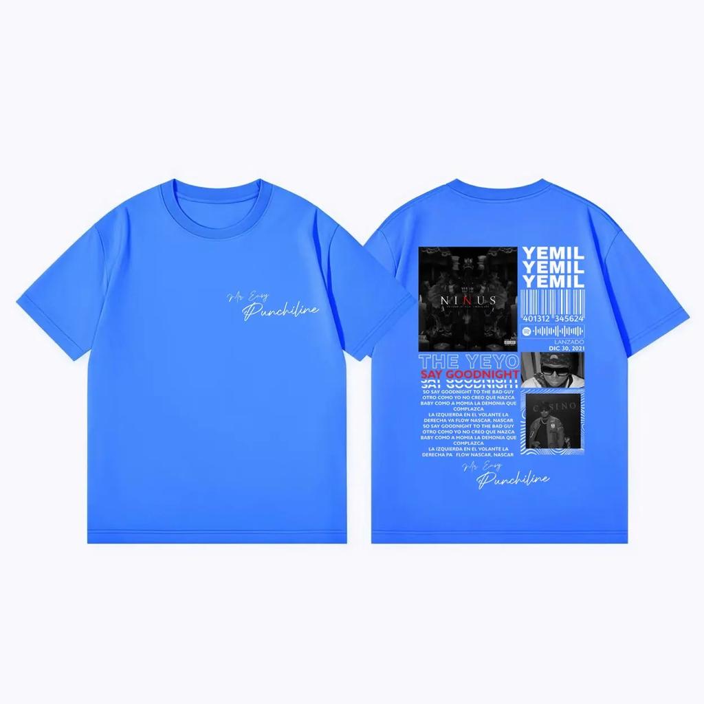 Hochwertiges Baumwoll Oversized T-Shirt Rapper Yemil Album Merch T-Shirts Unisex Damenmode Hip Hop Vintage Kurzarm T-Shirt