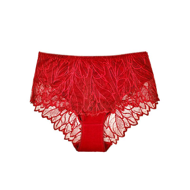 Ladies Spring and Summer Pure Cotton Lace High Waist Hip Cotton Antibacterial Crotch Underwear