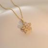 Rotating Bauhinia Zircon Flower Pendant Necklace for Women - New Titanium Steel Design