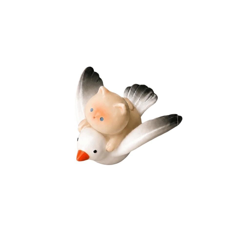 Cartoon Rotatable Car Ornament Ceramic Car Dashboard Ornament Novelty Cute Cat Statue Home Decor