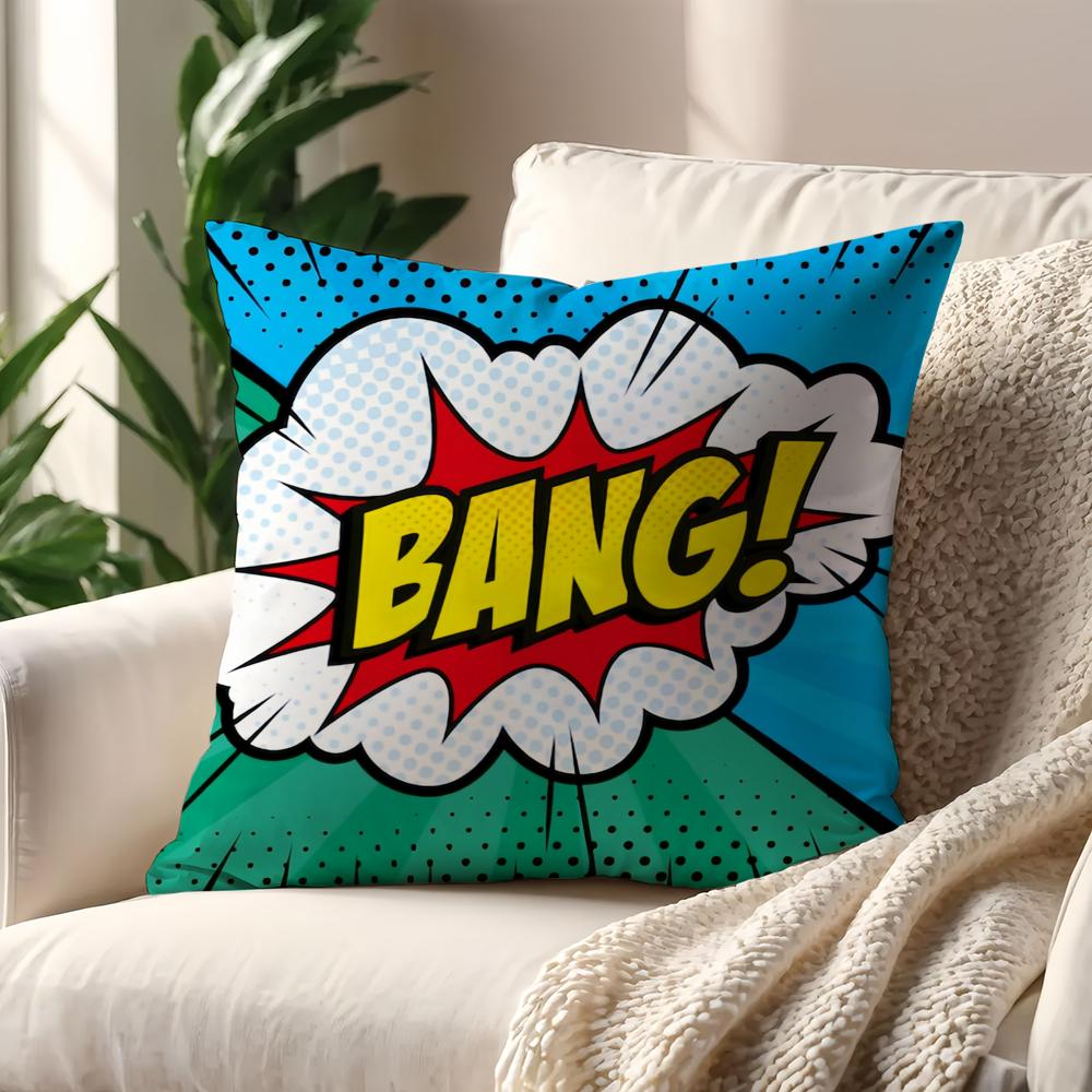 Art Pop BANG WOW BOOM POW cushion cover Pillow Cover Home Sofa living Decoration Room  Office Car Nordic Simplicity