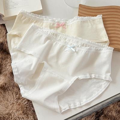 Underwear Women's Summer Thin Breathable Pure Cotton Crotch Without Marks Mid Waist Briefs Girl Student All Cotton Women's Triangle Panties