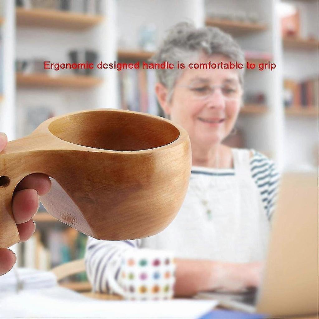 Wooden Coffee Wooden Tea Coffee Cup Portable Outdoor Natural Wood Drinks Drinking Mug With Handle - RiRi