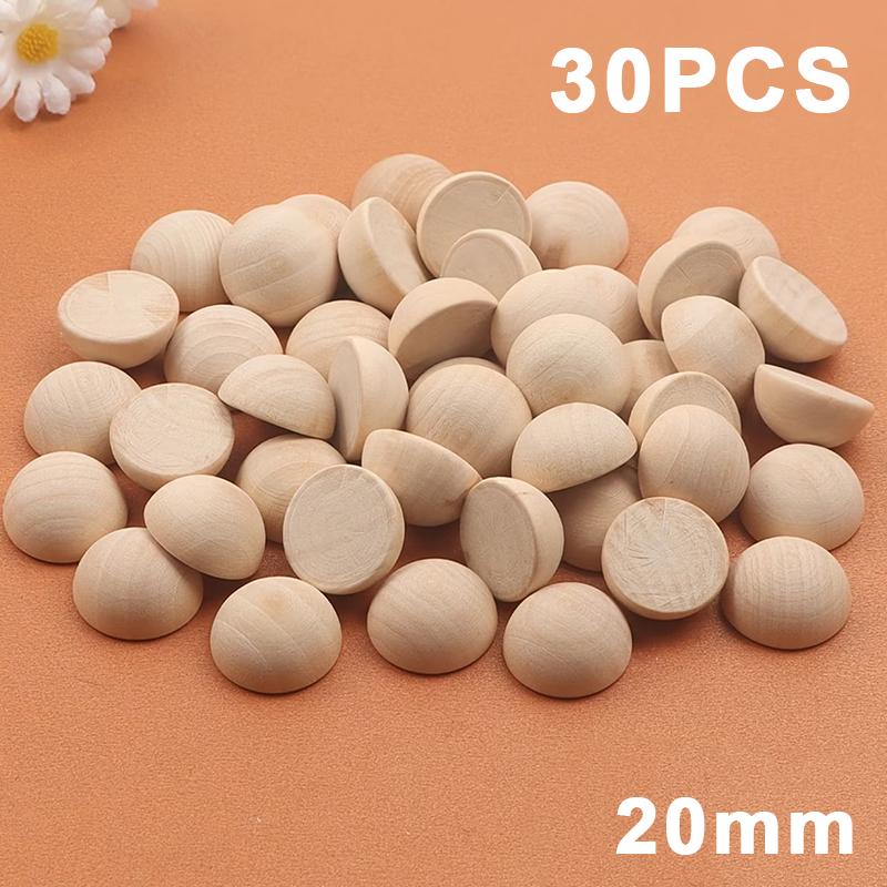 5/10/20/30/50Pcs Natural Half Wooden Beads Half Unfinished Wood Balls Split Wood Beads For Diy Craft Toy Home Decor