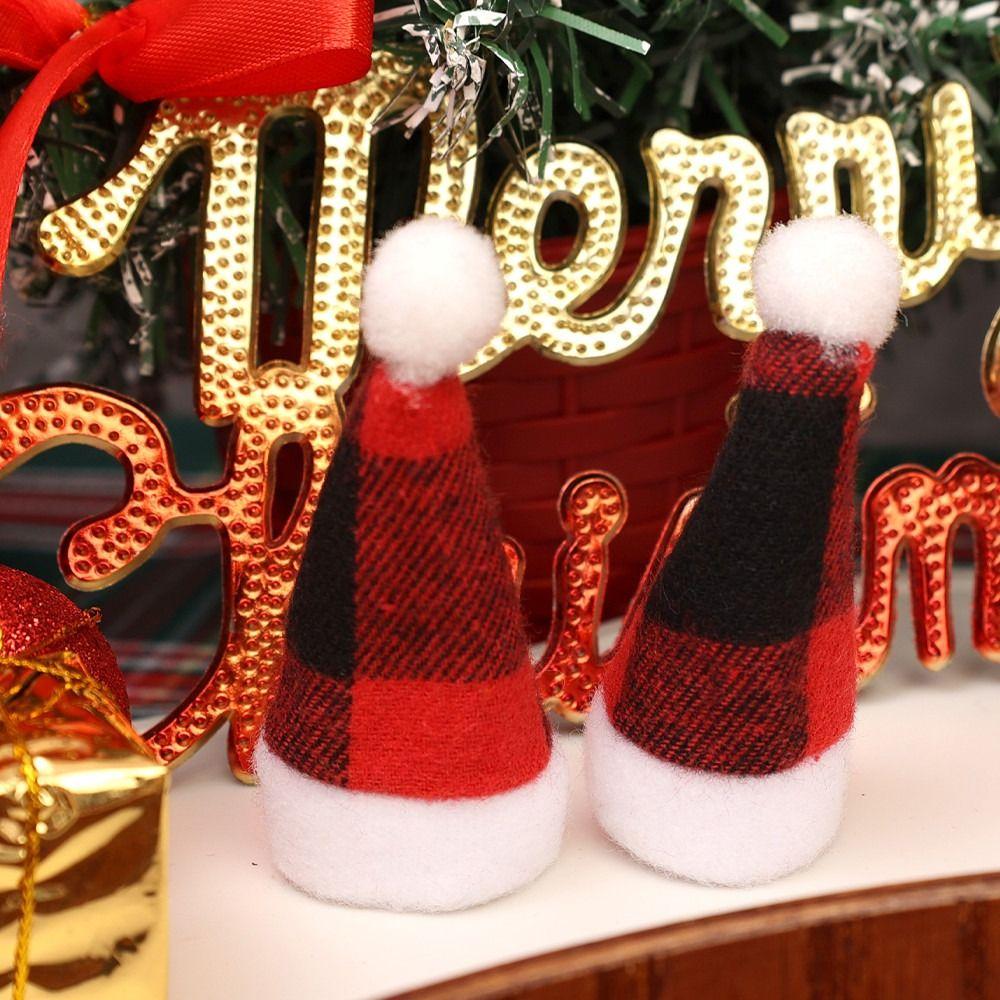 10Pcs Santa Hats Wine Bottle Covers Christmas Table Decoration Mini Cutlery Storage Bags Home Atmosphere Xmas Party