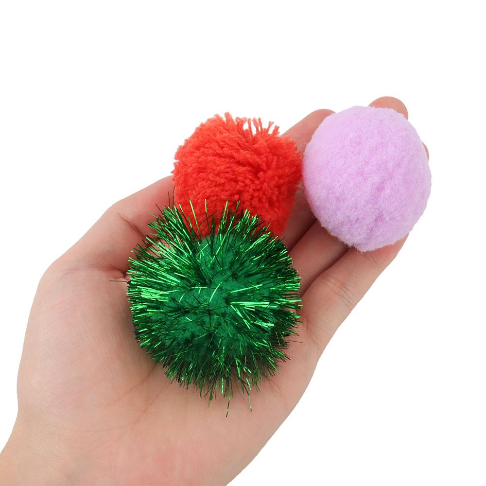 20pcs Plush Ball Cat Toy Interactive Play Kitten Pet Toy Accessories Color Random