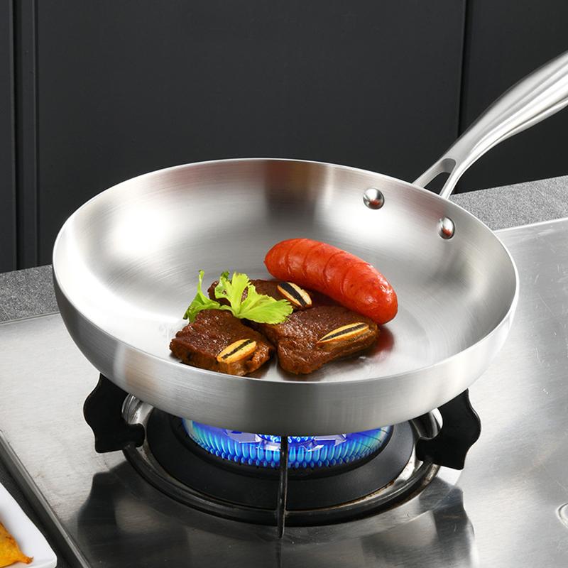 Tigaie din oțel inoxidabil 304 tigaie antiaderență oală pentru friptură vase de bucătărie neacoperite pentru aragaz și aragaz cu inducție