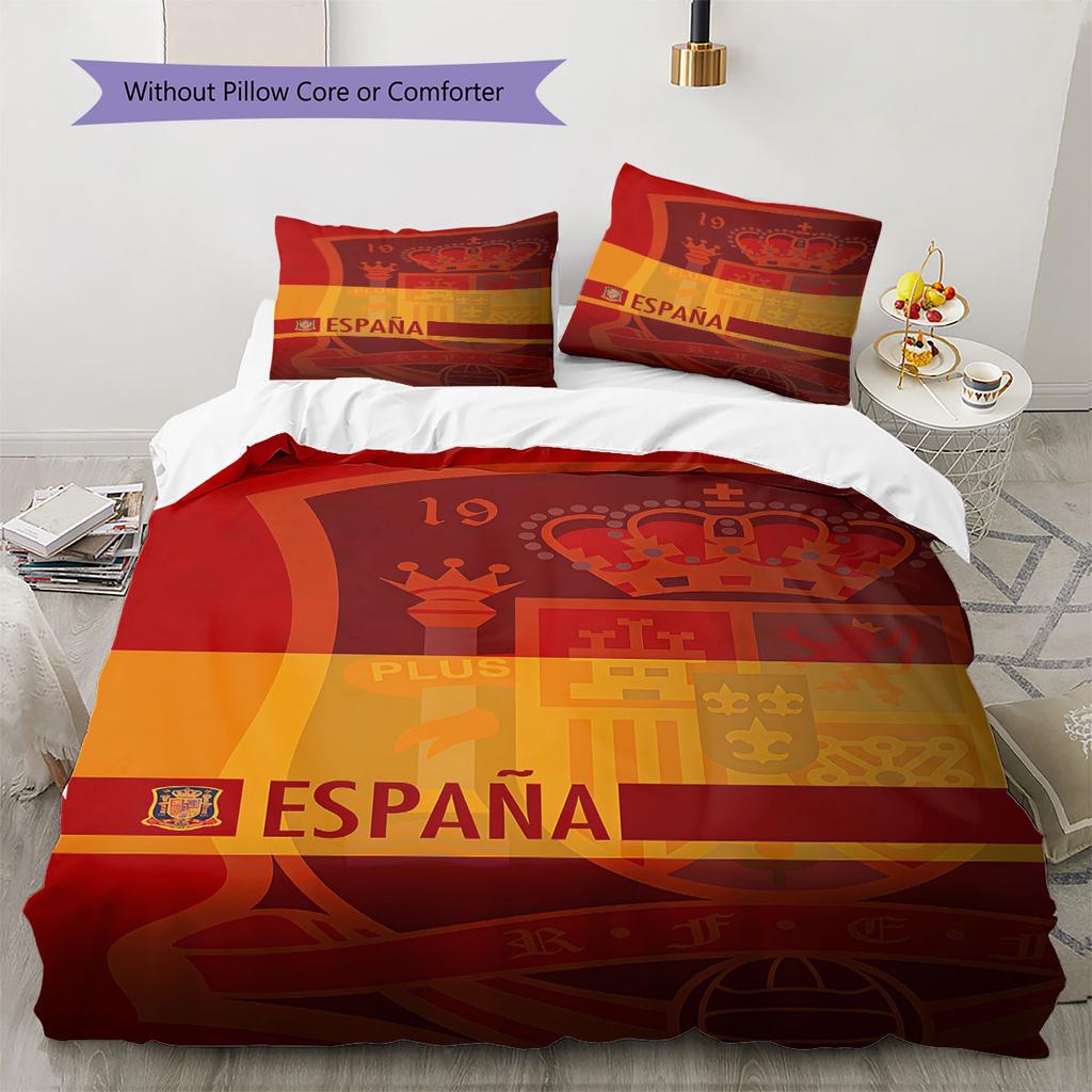 Motivo Logo Calcio Spagna Biancheria da Letto Decorazione Casa Regalo di Compleanno (1 * copripiumino + 2 * federa, senza nucleo),merchandising per fan.