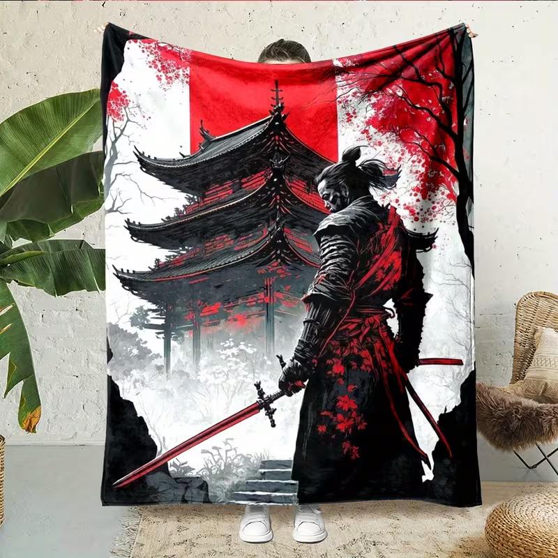 1pc Nine-Tailed Fox Flannel BlanketSoftWarmLightweightUsed for Sofa, Bedroom, Living Room, Bed Couch ChairAdult Gifts for Family