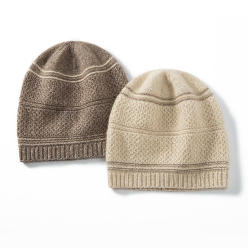 Autumn and Winter Soft Waxy Cashmere Hat Women's Casual Thickened Warm Knitted Foreign Style Bag Head Warm Hat Cold Hat Men