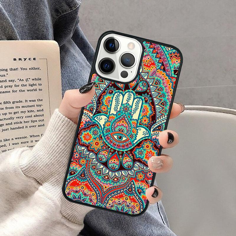 Hamsa Hand Amulet Psychedelic Phone Case for iPhone 17 Air 16 16e 15 Plus for Apple 13 11 12 14 Pro Max Cover coque iPhone 13