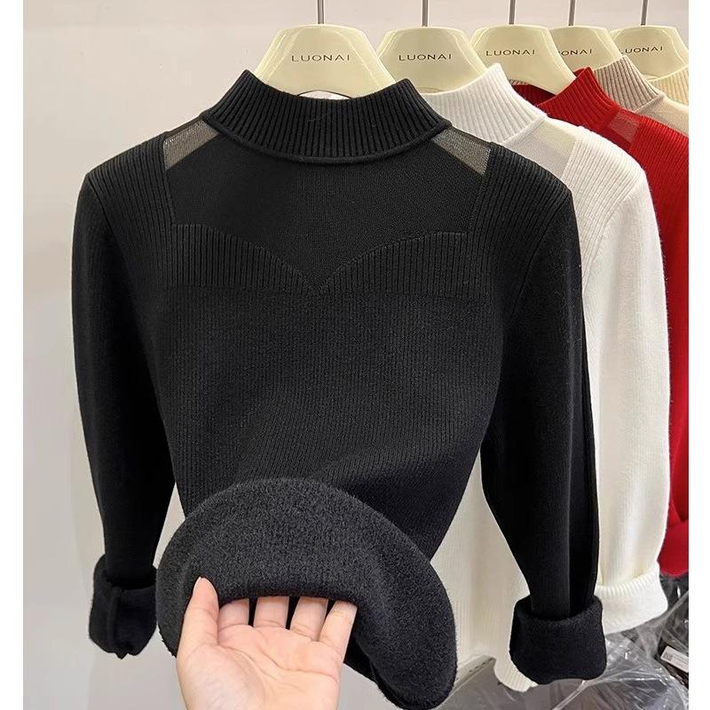 Autumn and winter new design knitted bottoming shirt women's fashion slim-fitting and thin semi-turtleneck inner sweater