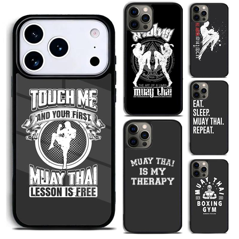 Muay Thai Martial Phone Case for iPhone 17 16 15 Pro Max Air 14 13 12 11 Plus Shockproof Capa Cover