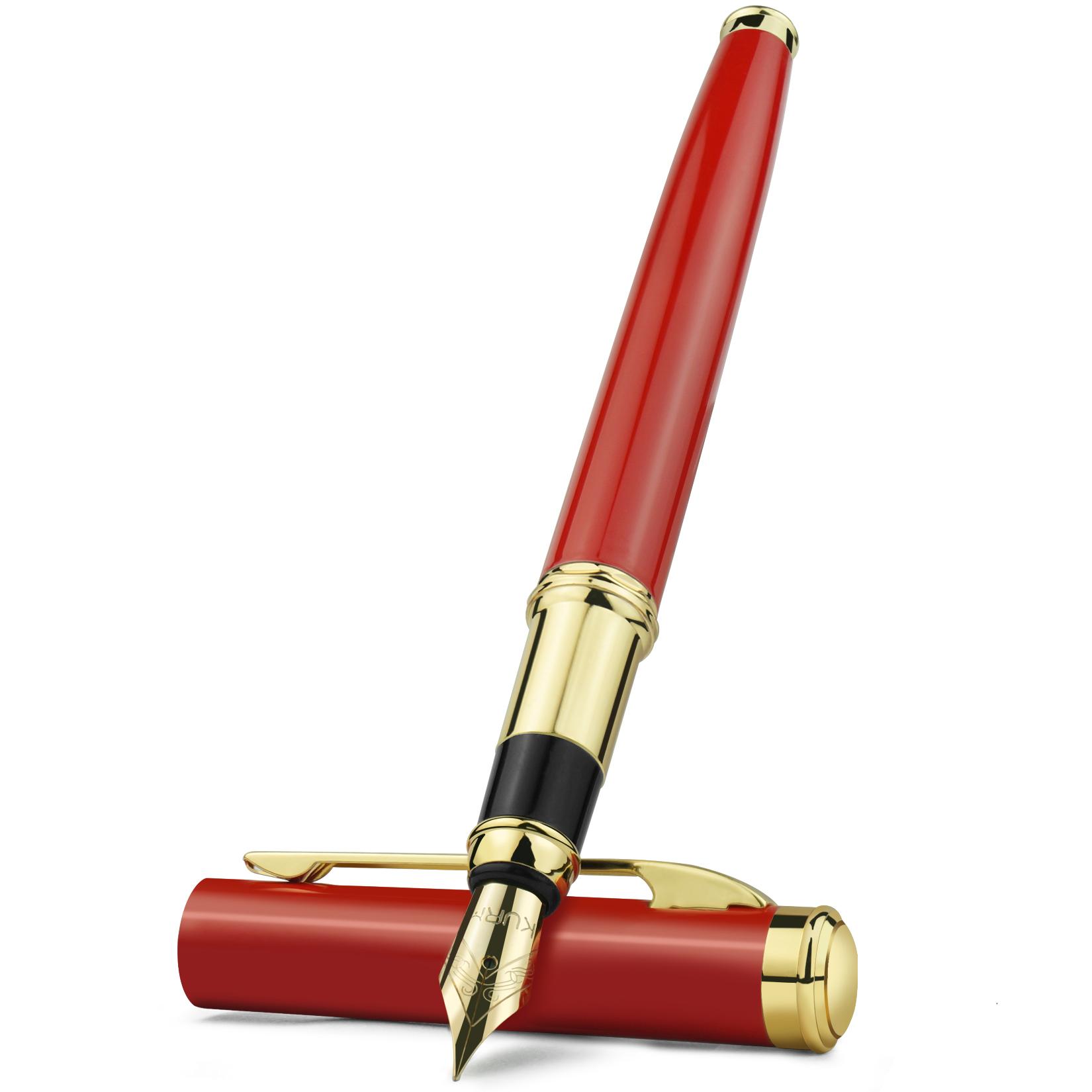 

STONEGO Fashion Metal Fountain Pen, Metal Ink Pens with Ink Refill Converter Sleek Lacquer Housing Calligraphy Pens красный