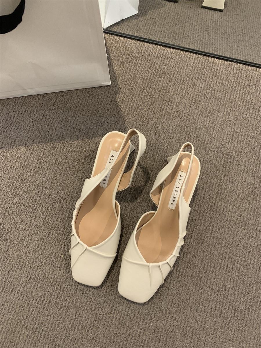 

Весна и лето 2025 новые босоножки на высоком каблуке с открытой пяткой, женская обувь на толстом каблуке с легким вырезом, женская обувь 39