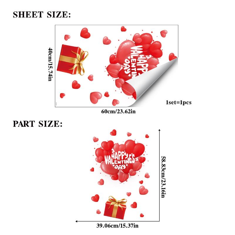 

Valentine‘s Day Heart Window Clings Static Decals for Glass Doors, Party & Shop Display Decor A2
