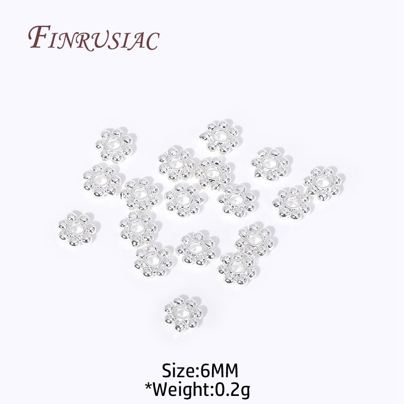 DIY Beading Jewelry Making Supplies 4/5/6MM 18K Gold Plated Flower Caps For Beads Brass Metal Snowflake Beads Spacer