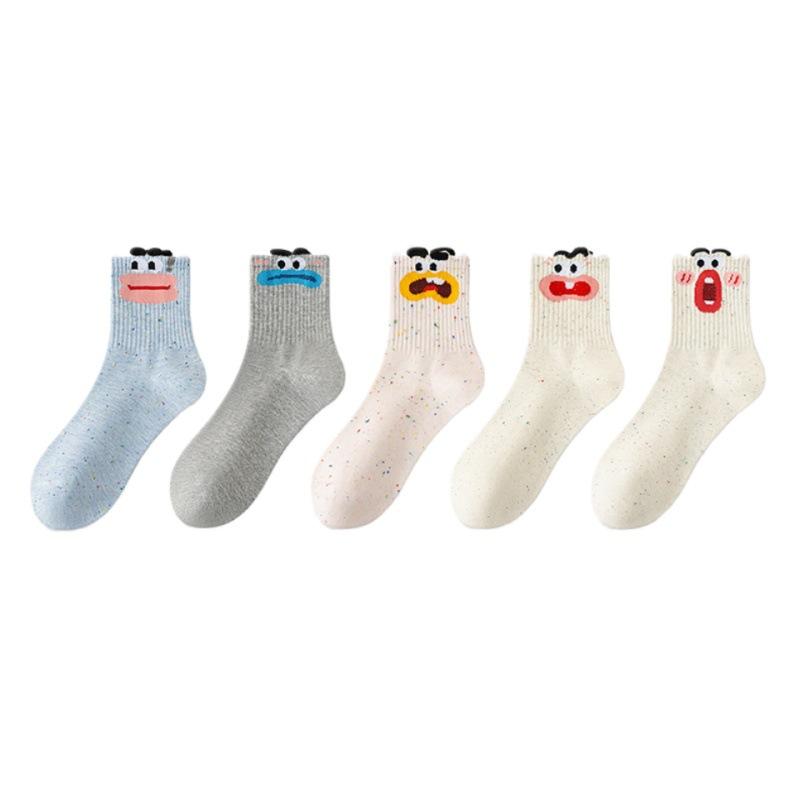 Lady Spring and Autumn Point Yarn Funny Cute Cartoon Pure Cotton Student Tube Socks