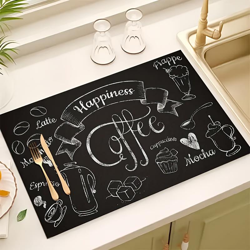 

1 шт., резиновый коврик для сушки с кофейным узором для кофейни, кухонного ковра, столовой посуды, прочный коврик для стола из диатомовой грязи, коврик для кофейных принадлежностей для домашних животных 40*50