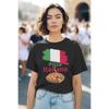 Italian Pizza & Italy Flag T-Shirt For & - Italian Food Theme With Pizza Slice & Italian Text, Casual Short Sleeve Round Neck Tee, Pizza Lover Gift,