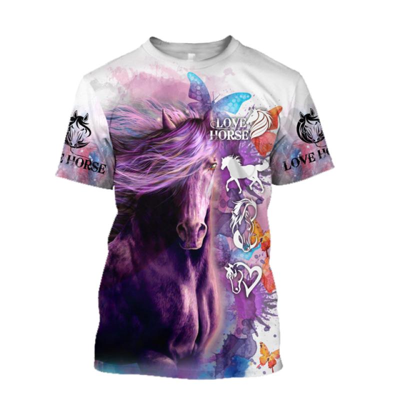 

Модная популярная футболка с 3D принтом животных и лошадей для мужчин и женщин, уличная одежда Harajuku для скачек, топы большого размера с короткими рукавами 5XL