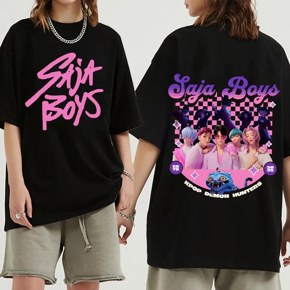 KPop Demon Hunters Saja Boys T-shirt Harajuku O-neck Casual Shirt Gift Men Women Short Sleeve Oversized Y2k Male Female Clothing