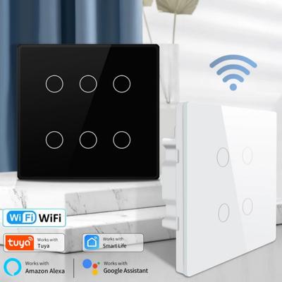 Tuya WiFi Smart Switch 4x4 Standard Brazylijski 4/6-przyciskowy Inteligentne Włączniki Dotykowe Współpracują z Smart Life Alexa Google Assistant