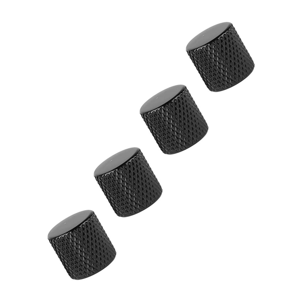 4Pcs Electric Guitar Knobs Set Metal Potentiometer Cap Volume Tone Control for Bass Black