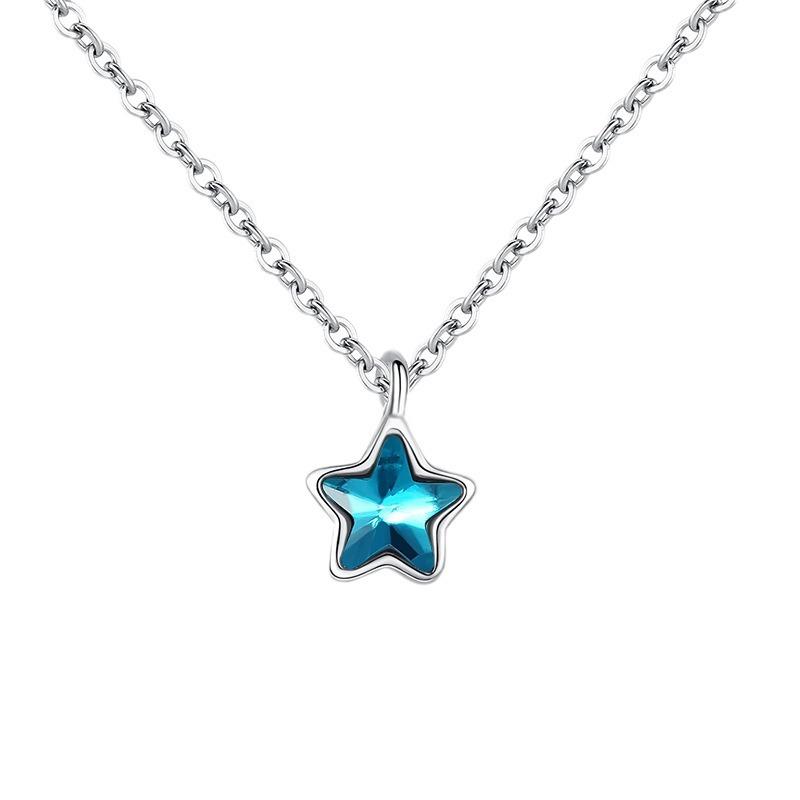 925 Sterling Silver 18-Inch Elegant Star Zircon Pendant Necklace for Women – Fashion Charm Jewelry Gift