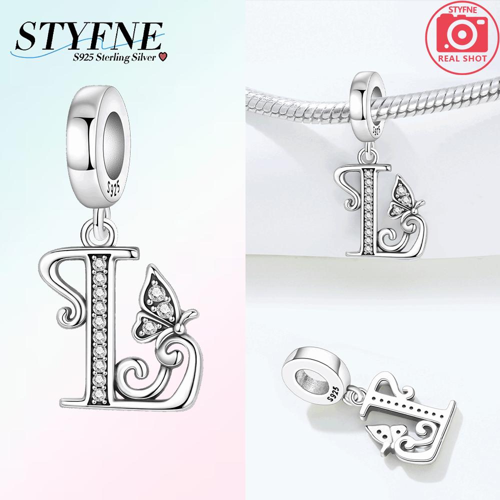925 Silver Charms Zircon Beaded Butterfly Letter Pendant Fit Bracelet Accessories Bead Fashion Jewelry Making Fine Jewelry Gift