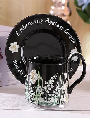 Flower Ceramic Coffee Cup and Dish Set Gift Box Water Cups Breakfast Cup Milk Mug Juice Mug Afternoon Tea Cups Coffee Mugs