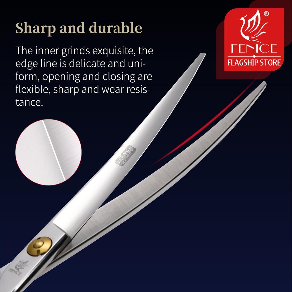 Fenice 6.5 Inch Professional Curved Scissors Pet Dog Grooming Scissors for Dog Scissors Curved Shears  JP 440C Steel