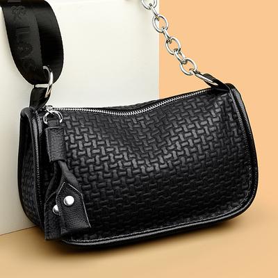 Monochromatic Leather Shoulder Bag for Women Crossbody Feminine Messenger Tote  High Quality Luxury Designer