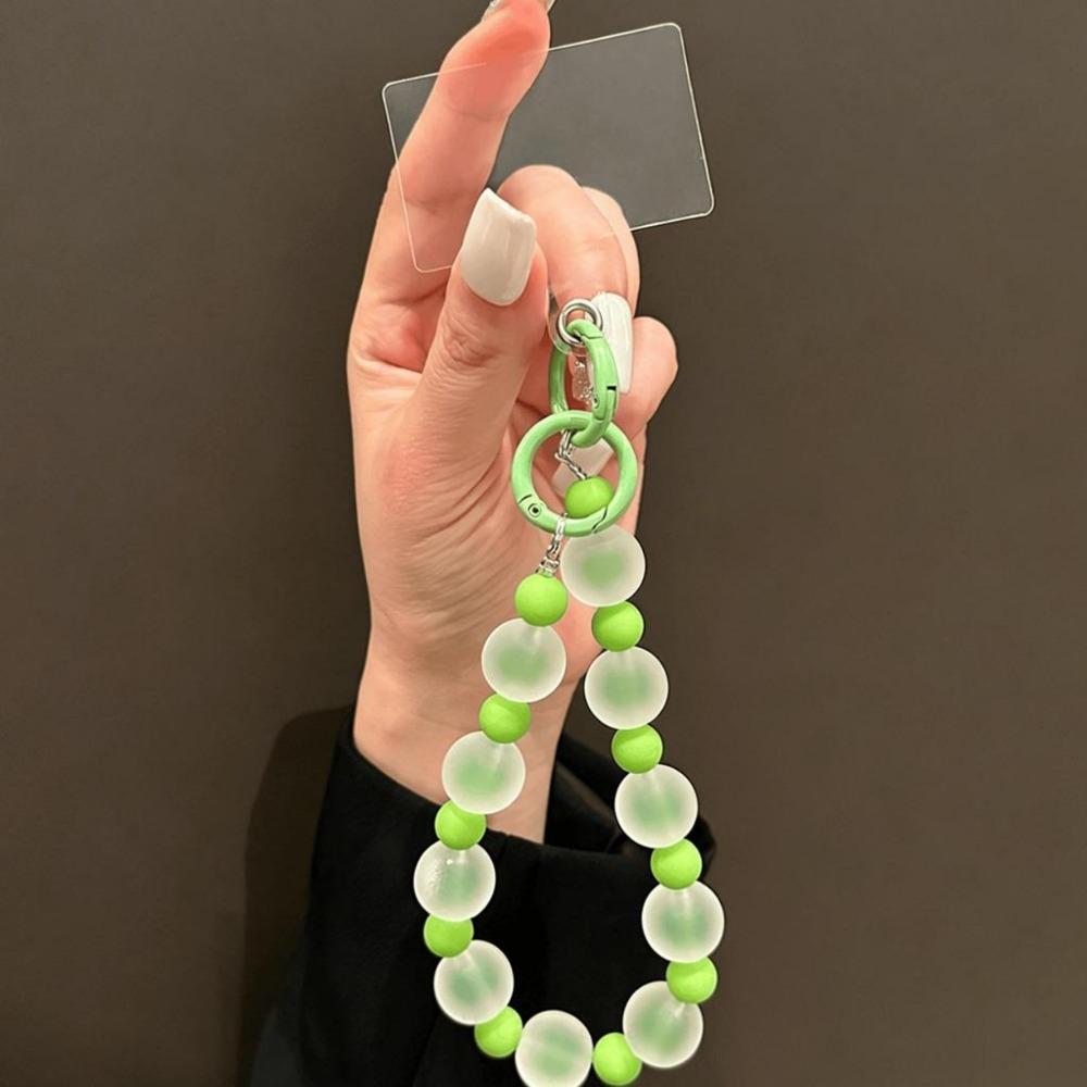 Frosted Skin-like Beaded Keychain Pendant Anti-lost Phone Charms  For Women Girls