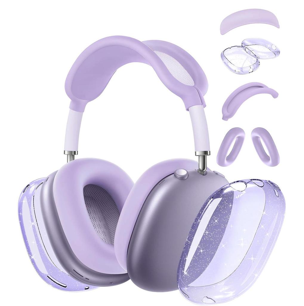 Applicable AirPods Max Over-Ear Headphones Transparent Glitter Silicone Case