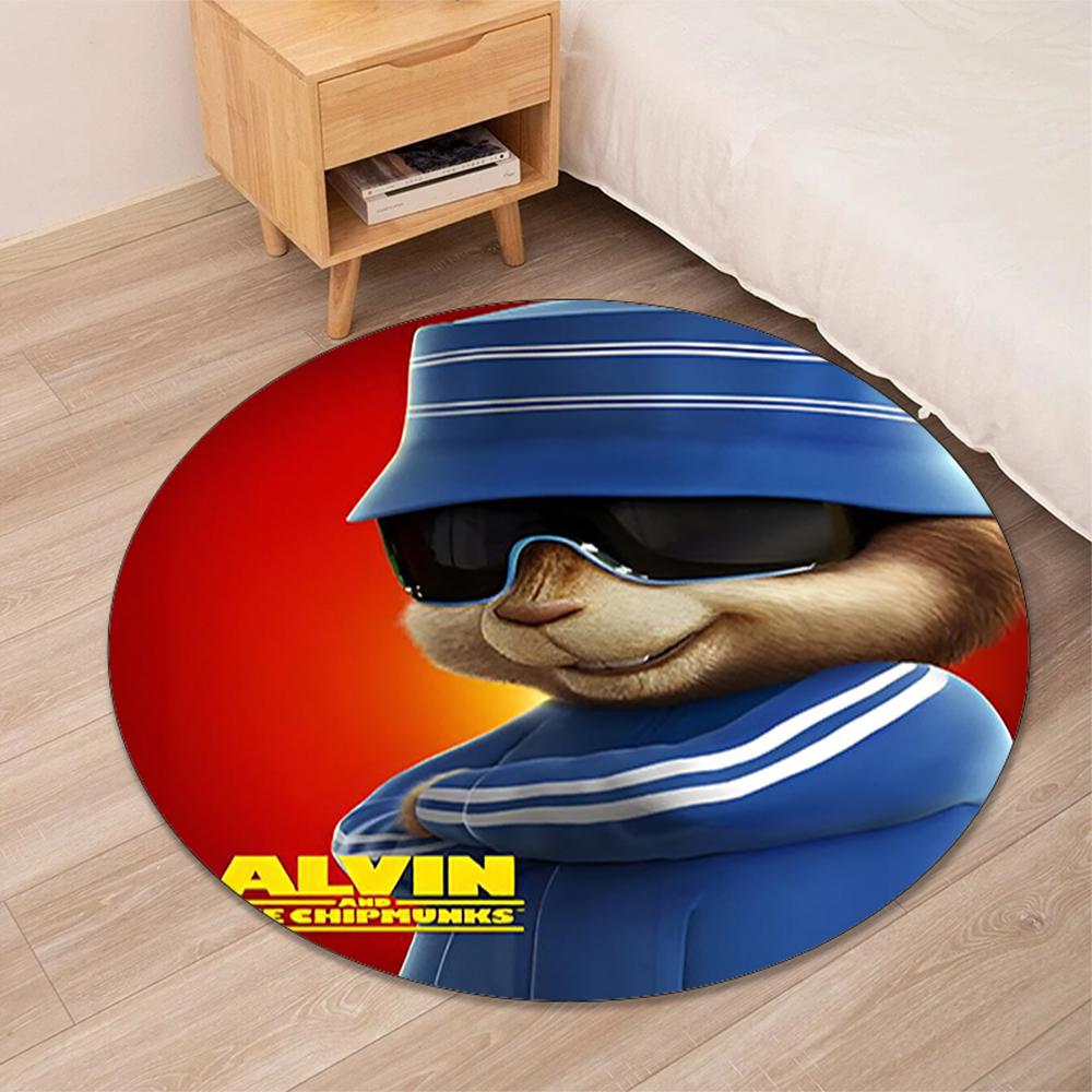 Alvin a Chipmunkové Tištěný Kulatý Koberec Kobereček Pod Křeslo Koberec do Obývacího Pokojí Vstupní Rohožky, pro Kancelářské Křeslo Obývací Pokoj Ložnici Kuchyňský Kout.