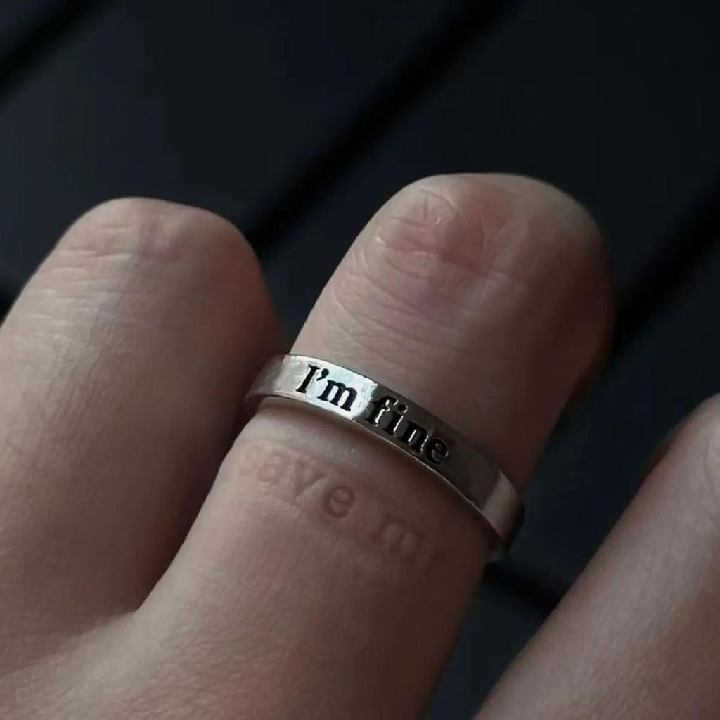 I'M Fine/Save Me Retro Creative Letters Adjustable Open Ring For Women Punk Gothic Edgy Jewelry Vintage Accessories Unisex Gift