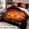 Manchester United Printed Bedding Set Custom Name Text 1 Duvet Cover 2 Pillowcases For Bedroom