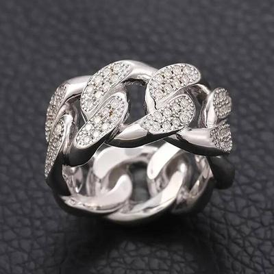 Huitan Luxuriöser Damenring Ketten Design Metall Finger Accessoires für Tägliche Verlobungsparty Eingelegt Strahlender CZ Schmuck